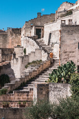 Fototapeta premium Matera, Italy - August 2019: Historic center of Matera on a sunny August day