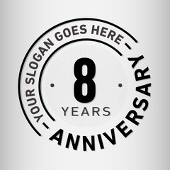 8 years anniversary logo template. Eight years celebrating logotype. Vector and illustration.