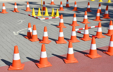 Traffic cones on the street