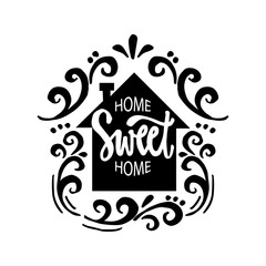 Home sweet home postcard. Hand drawing illustration.