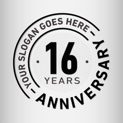 16 years anniversary logo template. Sixteen years celebrating logotype. Vector and illustration.