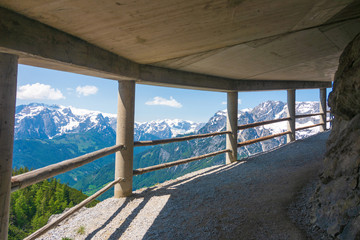 Fototapeta na wymiar Terraces on the climb to the famous Eisriesenwelt Ice Cave