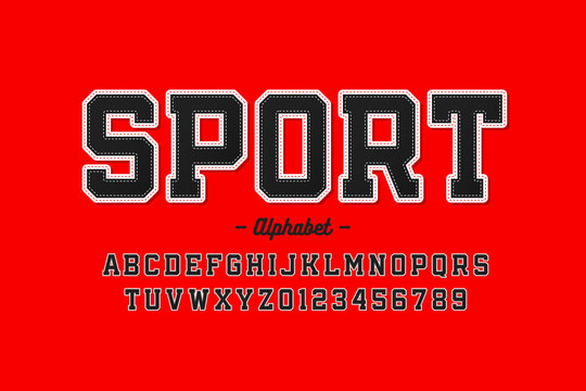 Sports uniform style font, alphabet letters and numbers