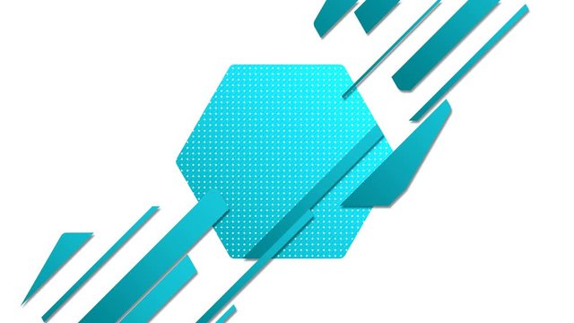 Reveal of Geometric hexagon badge for placing yor text or logo on a white background. Blue colored trendy minimal design with alpha matte channel. 3D render loop animation. 4K, Ultra HD resolution