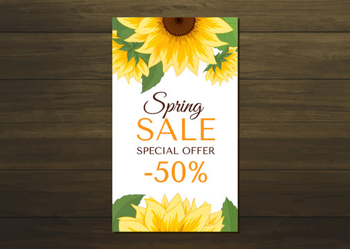Business cards with bright yellow sunflowers