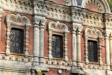 Windows of an old Russian church in the central part of Russia in the Lipetsk region in the village of Berezovka.
