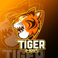 Mascot character esport logo Tiger Design with Background