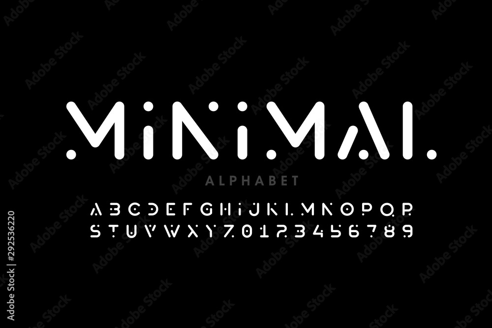 Poster minimal style font, alphabet letters and numbers