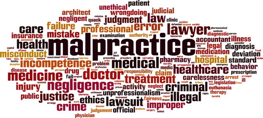 Naklejka premium Malpractice word cloud