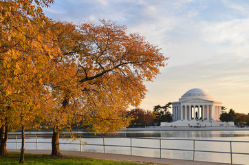Jefferson Memorial in autumn foliage - Wasihngton D.C. United States of America