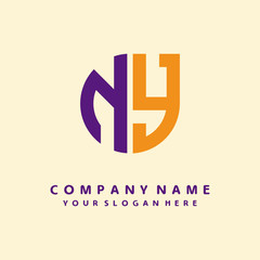 Obraz premium initial letter NY logo purple, orange. Monogram Vector Logo