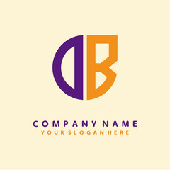 initial letter OB logo purple, orange. Monogram Vector Logo