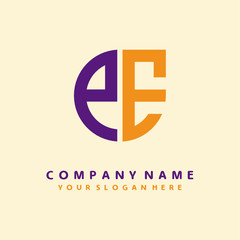Obraz premium initial letter PE logo purple, orange. Monogram Vector Logo