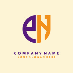 initial letter PN logo purple, orange. Monogram Vector Logo