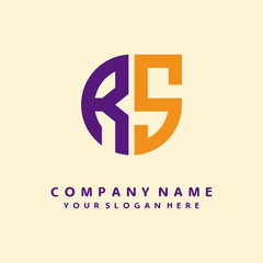 initial letter RS logo purple, orange. Monogram Vector Logo