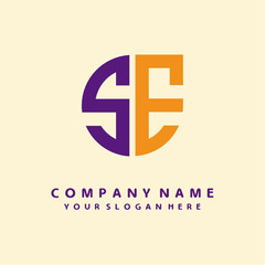 Obraz premium initial letter SE logo purple, orange. Monogram Vector Logo