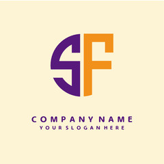 initial letter SF logo purple, orange. Monogram Vector Logo