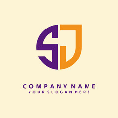 Obraz premium initial letter SJ logo purple, orange. Monogram Vector Logo
