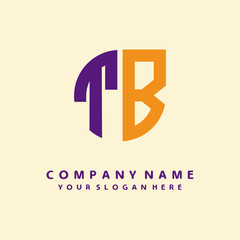 initial letter TB logo purple, orange. Monogram Vector Logo