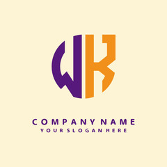 Obraz premium initial letter WK logo purple, orange. Monogram Vector Logo