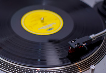 vinyl record on a turntable