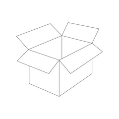 Open cardboard box isolated on white background. Vector illustration