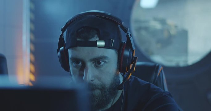 Man playing at a gaming tournament