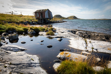 derelicted cottage on island Heroy, Nordland, Norway
