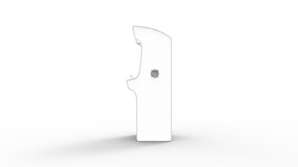 3d rendering of a arcade machine line drawing isolated in white background