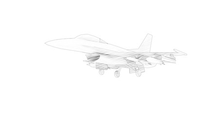 Fototapeta na wymiar 3d rendering of multiple view of a fighter jet isolated in white background