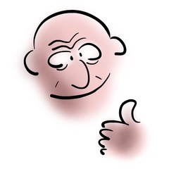 Elderly man holding thumb up