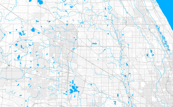 Rich detailed vector map of Arlington Heights, Illinois, USA © netsign