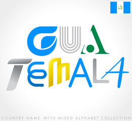 Country name with mixed alphabets isolated on white background : Vector Illustration