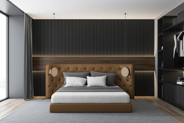 Luxury bedroom interior with wardrobe