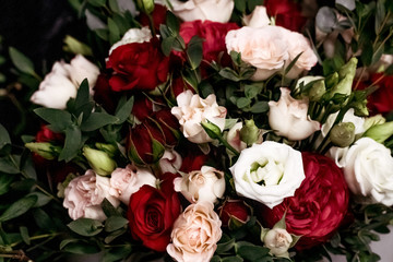 Wedding bouquet of roses. Phloistics, gift.