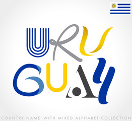 Country name with mixed alphabets isolated on white background : Vector Illustration