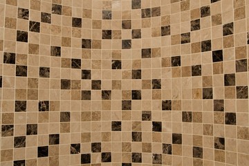 Circular wall of mosaic marble tiling; left POV