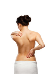 Woman massaging back pain