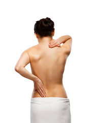 Woman massaging back pain