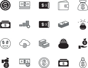 cash vector icon set such as: cloud, heap, style, bitcoin, bill, digital, electronic, yellow, face, retail, happy, presentation, collection, emoji, economic, fun, emotion, hundred, signs, expression