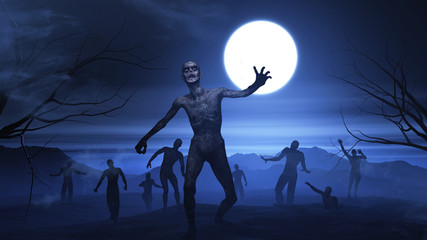 Halloween Background With Zombie
