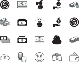 cash vector icon set such as: wallet, electronic, shape, jackpot, bit, abundance, sack, lots, work, ball, earn, emotion, backgrounds, saving, heap, canvas, communication, emoji, retail, ideas, smiley