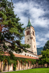 Fototapeta na wymiar Facade of Gothic St. Mary church built for silver mine workers in Schwaz in Tirol (Tyrol)