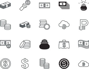 Plakat cash vector icon set such as: rubles, economy, facade, abundance, shiny, sack, earning, hand, template, russia, style, minimal, interface, cost, perfect, light, sets, commercial, company, smart