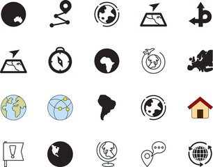 map vector icon set such as: construction, tracking, satellite, guide, material, website, surprise, flag, drive, airplane, local, app, ortography, exclamation, bright, political, logistic, page, turn