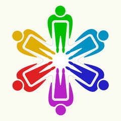 People teamwork icon into a star or asterisk.