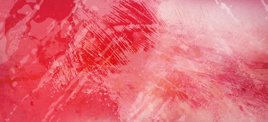red and white background texture and distressed paint grunge design with scratched lines and paint blobs in artsy abstract design