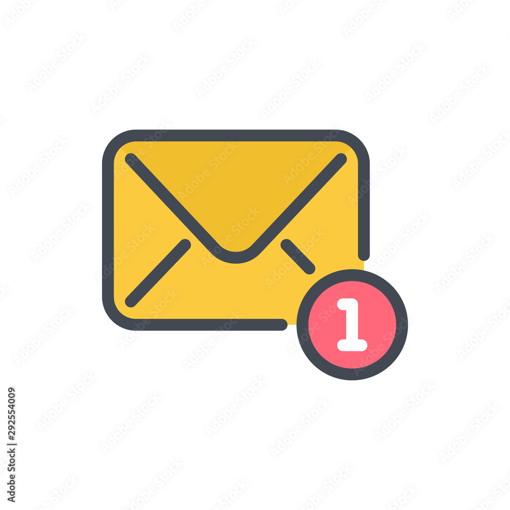 Poster mail notification color line icon. new message email vector outline colorful sign.