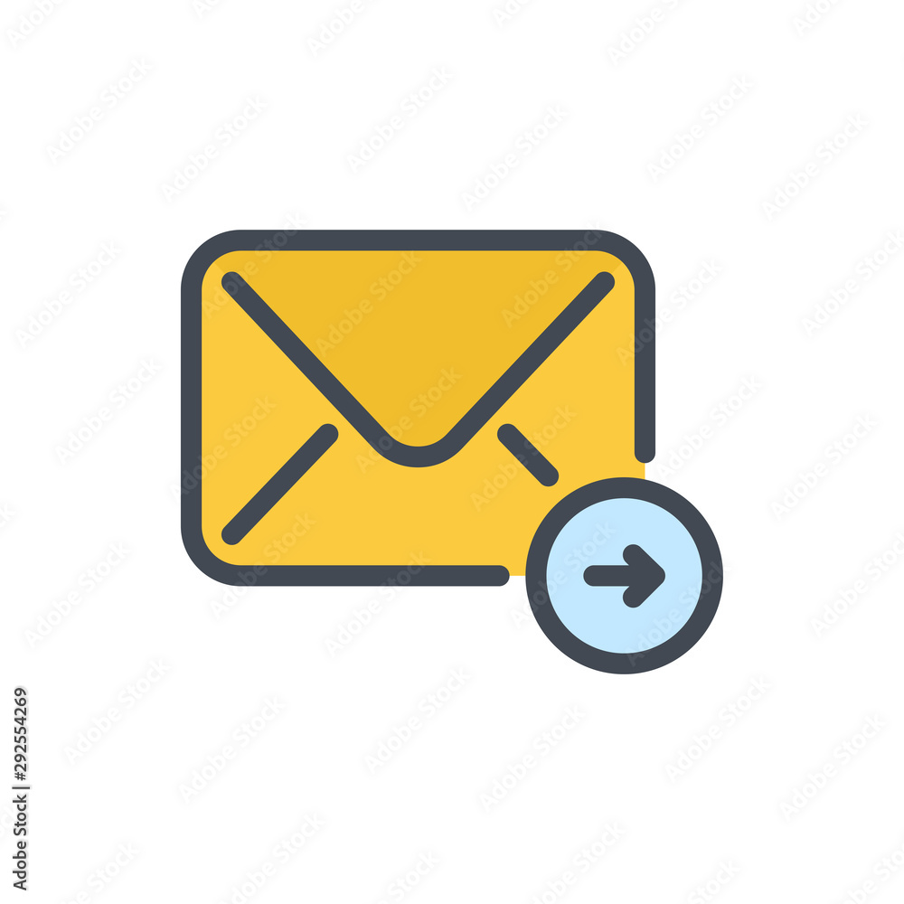 Poster mail auto forward color line icon. send email vector outline colorful sign.