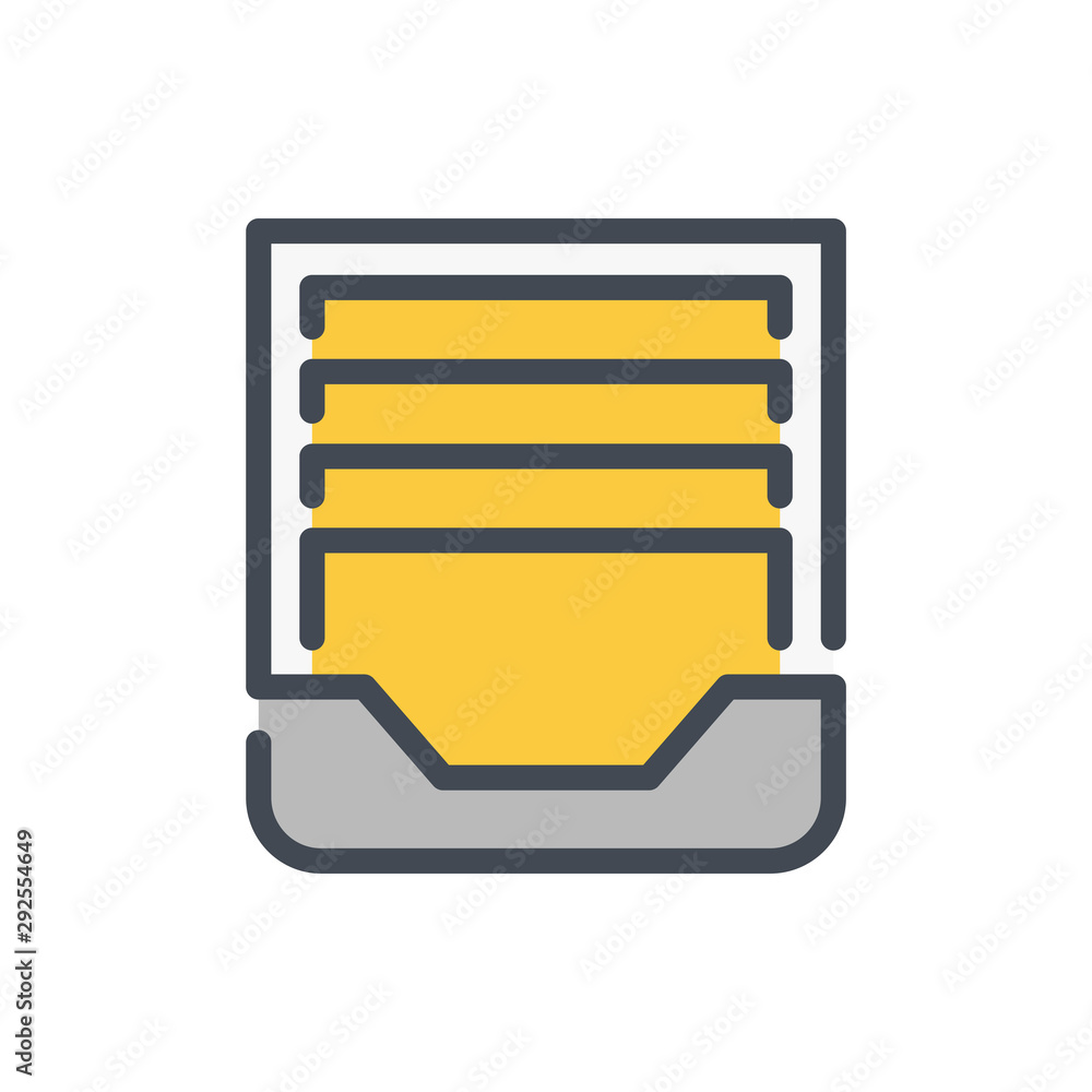 Poster inbox mail storage color line icon. email archive vector outline colorful sign.